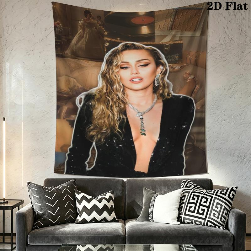 miley cyrus Wall Tapestry Aesthetic Wall Hanging Printed Fabric Blanket Decorative Tapestries for Bedroom Living Room Home Decor