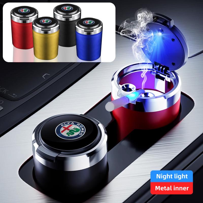 Portable Car LED Ashtray With Blue Light Car Styling Smokeless Ash Tray For Alfa Romeo Sportiva Giulia Giulietta 159 156 Stelvio OBDCE1