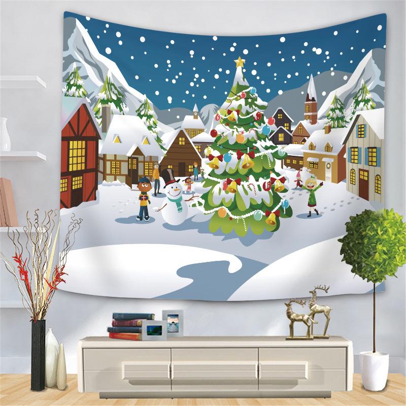 Рождественская серия Гобелен Цифровая печать Подвесная ткань Снеговик Лось Гобелен