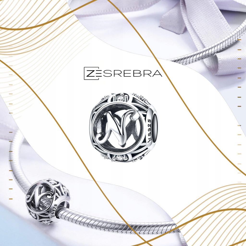 Charms Letter N 925 Bead Pendant S925 Zircons Openwork Letter
