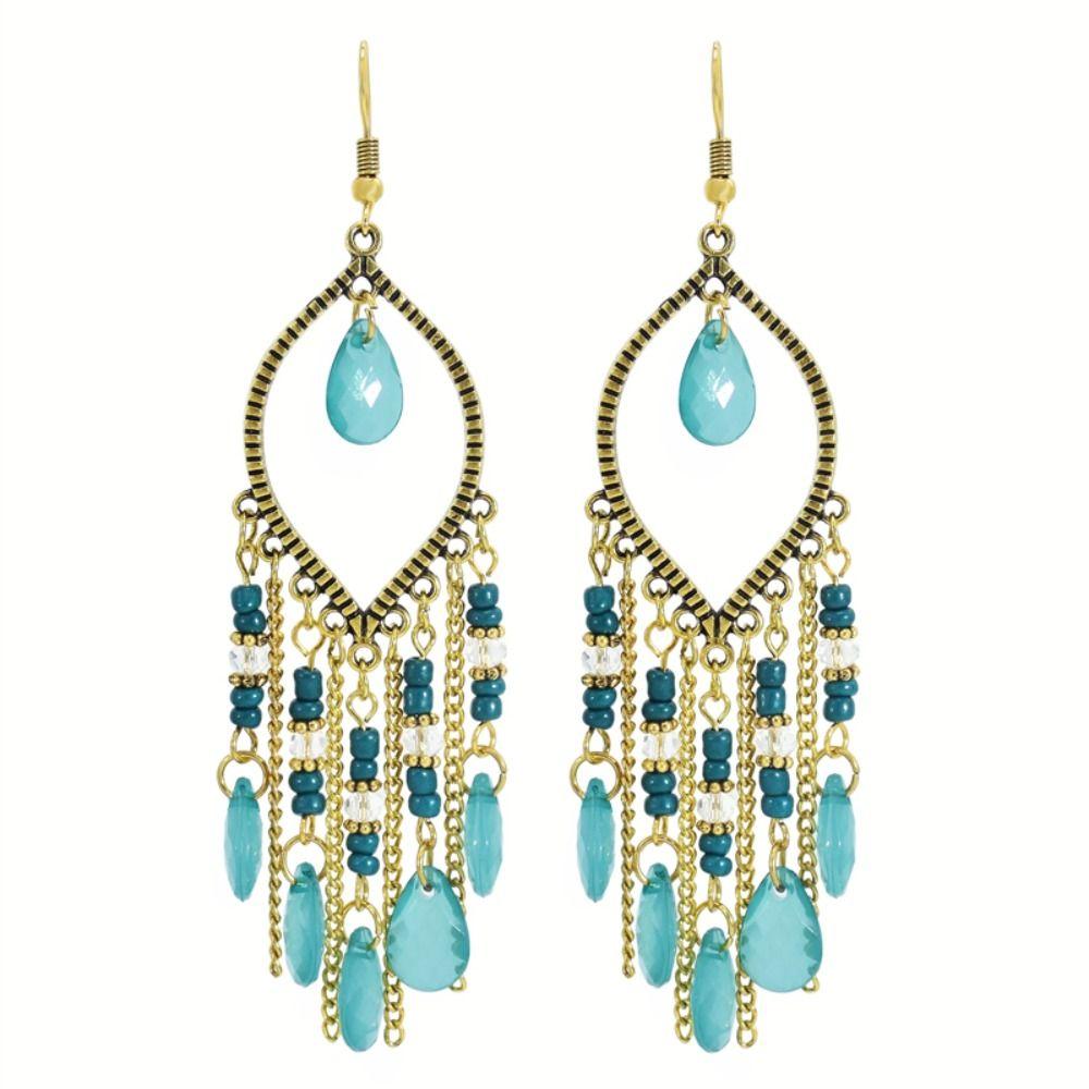 Подарочные серьги с длинными кисточками в этническом стиле, хрустальные бусины, свадебные серьги в стиле Богемия, женские серьги-подвески