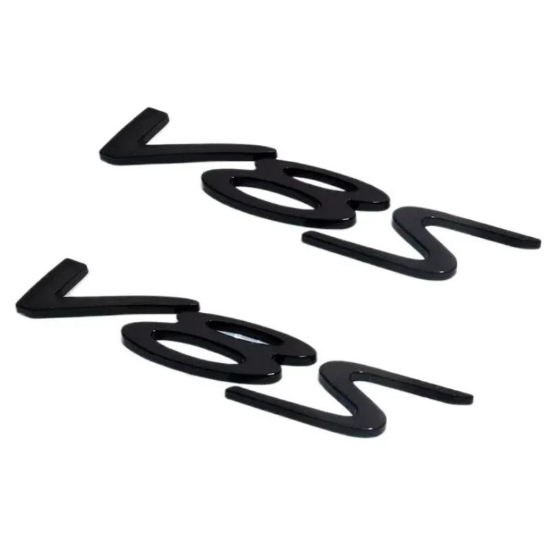 2Pcs V8S Badge Logo Emblem Sport Car Gloss Black V8 Sticker
