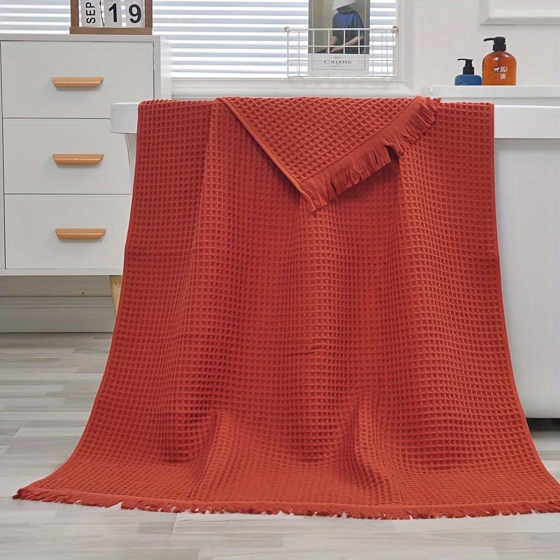 1pc of Pure Cotton Oversized Bath Towel, Soft Multi Color Tassel Beach Towel, Shawl Waffle Weave, Adult  Honeycomb Bath Towel, Blanket Nap Mat