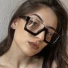 Personality Square Flat Light Mirror Anti-blue Light Trend Ins Hip Hop Big Frame Glasses Cross-border Fashion Glasses Frame