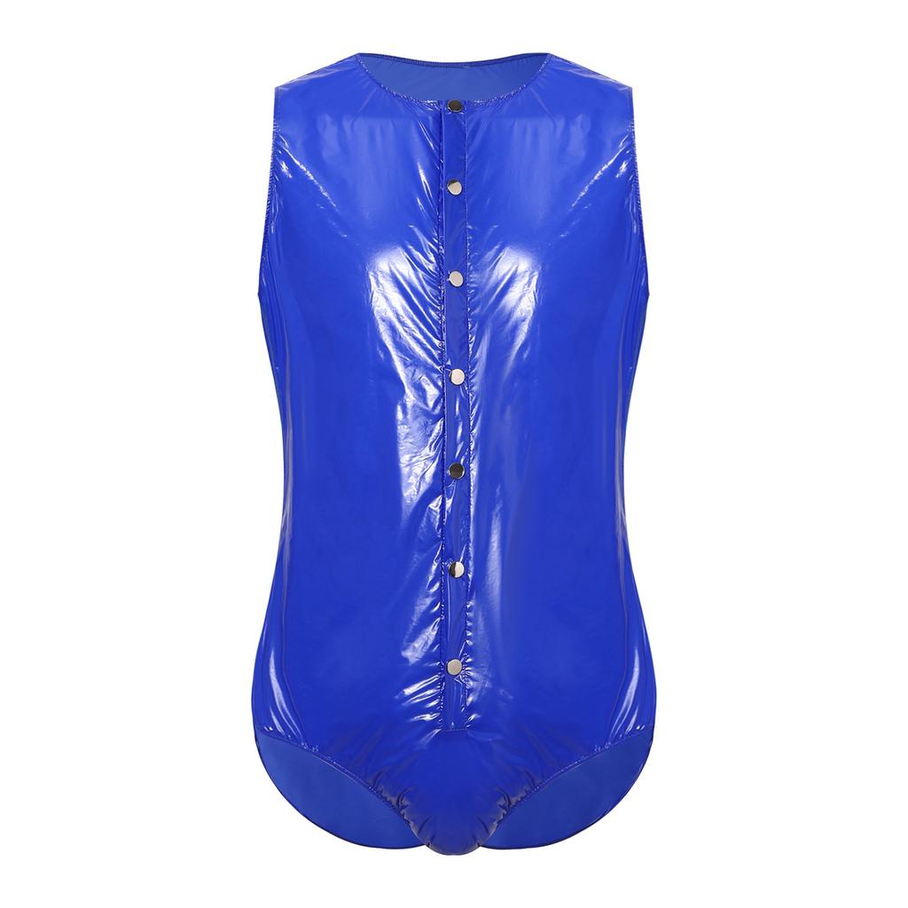 Mens Leakproof Swim Bodysuit Front Button Side Zippers Sleeveless Leotard One Piece Easy Wear
