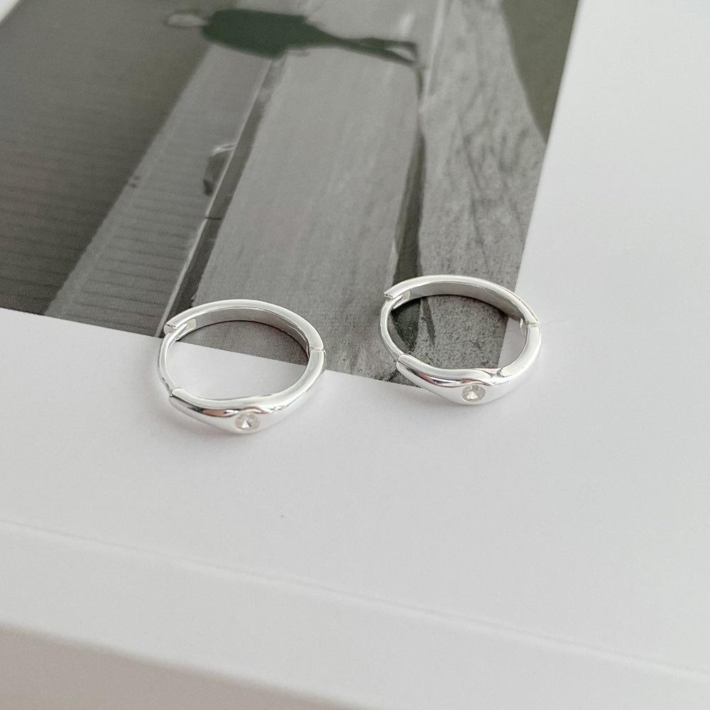 Серьги-кольца из стерлингового серебра S999 с цирконием для женщин - Простые, универсальные и роскошные каффы, Высококачественные нишевые украшения в стиле Ins.