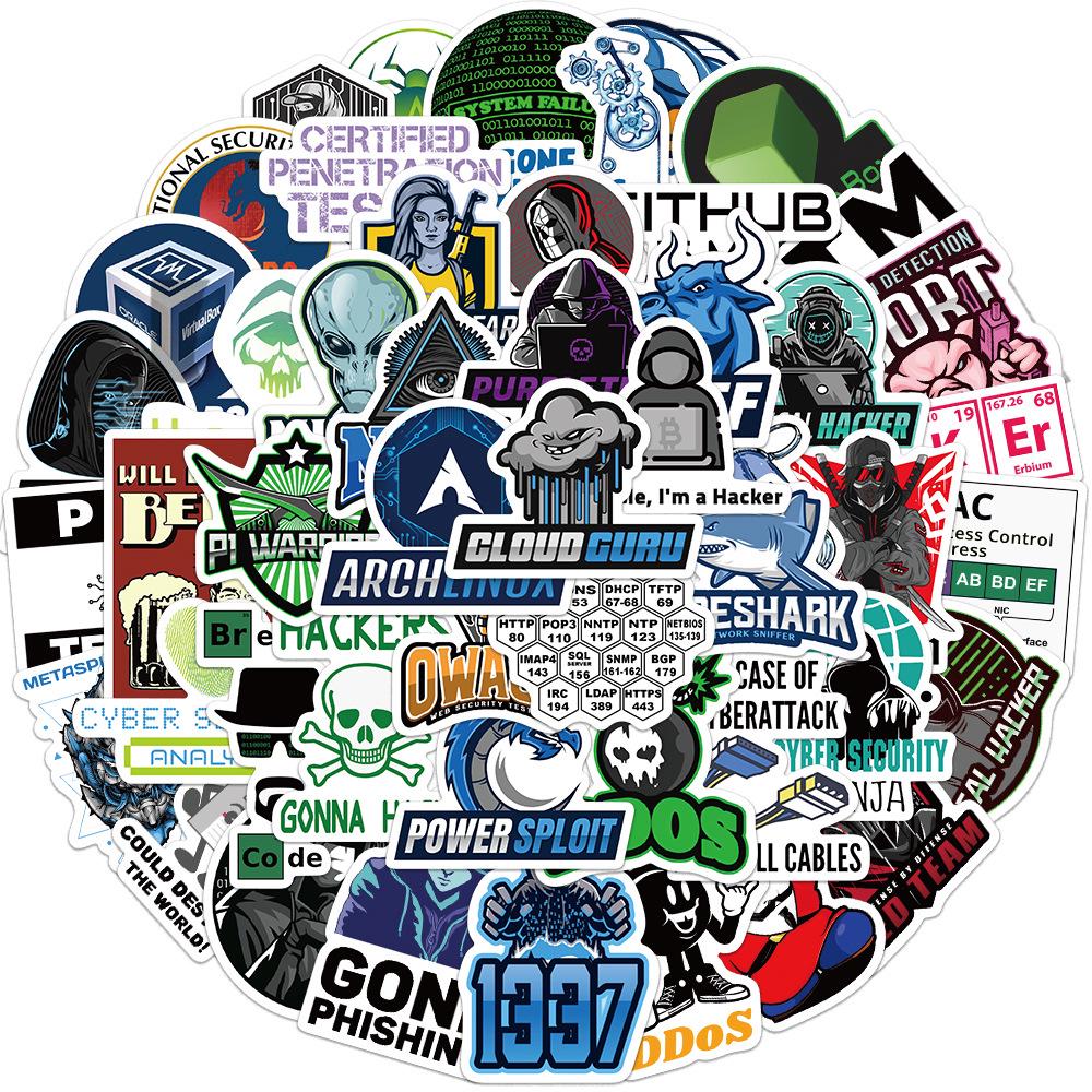 50 шт. Водонепроницаемые стикеры для хакерского кодинга для багажа, гитар, ноутбуков
