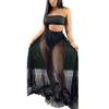 Комплект из 3 предметов: жилет, юбка, сексуальный топ-бандо, трусики с высокой талией, плиссированная длинная юбка из сетки