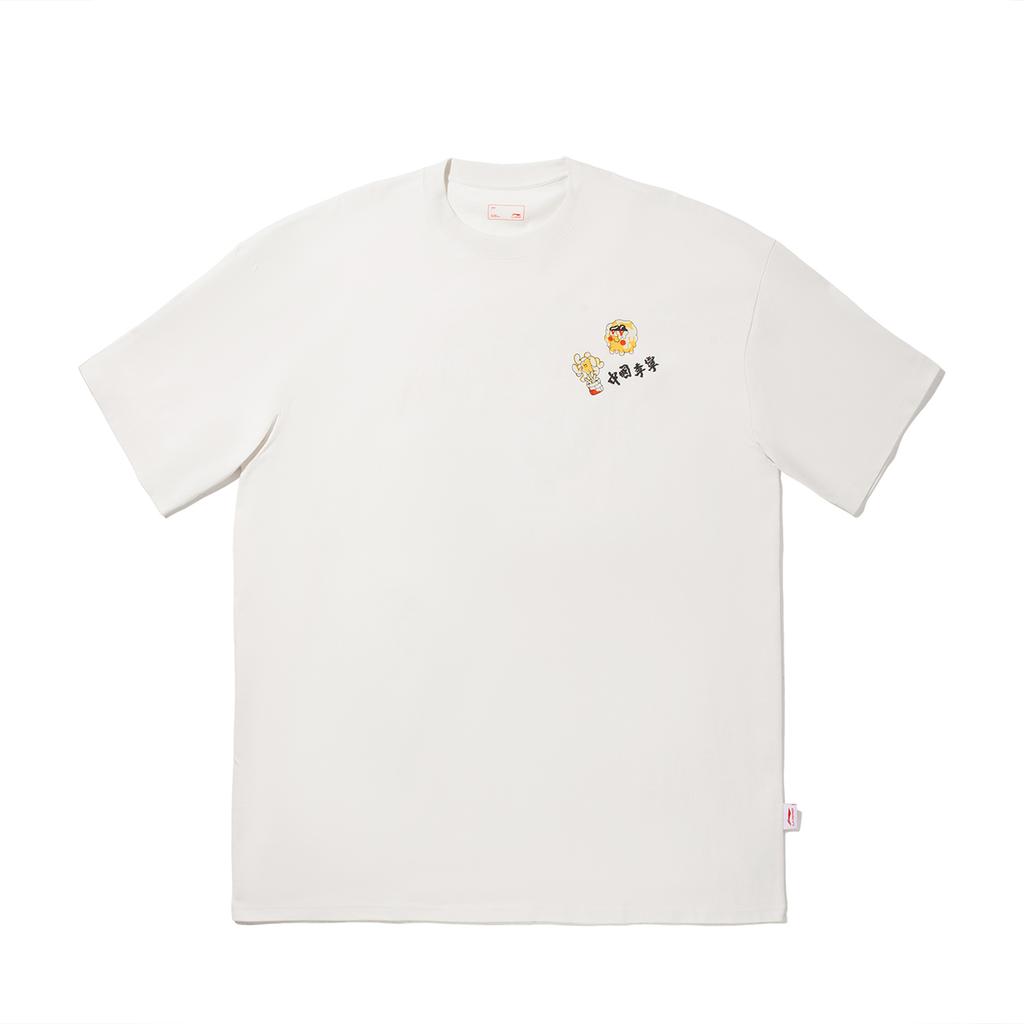 Li Ning Sam Taylor Художник Лимитированная Серия Мультяшный Аниме Надпись Круглый Вырез Удобная Дышащая Футболка с Коротким Рукавом Мужские Топы AHSV553-1