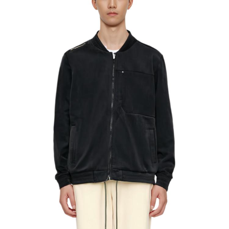 Anta Тренировочная серия однотонная утолщенная тканая куртка на молнии мужская куртка базовая-черная 152347631-2