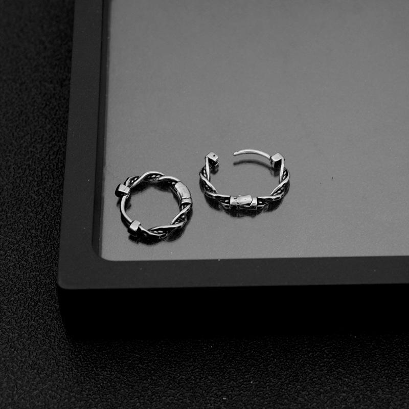 Серьги и клипсы из титановой стали в стиле панк в виде витой веревки для мужчин и женщин