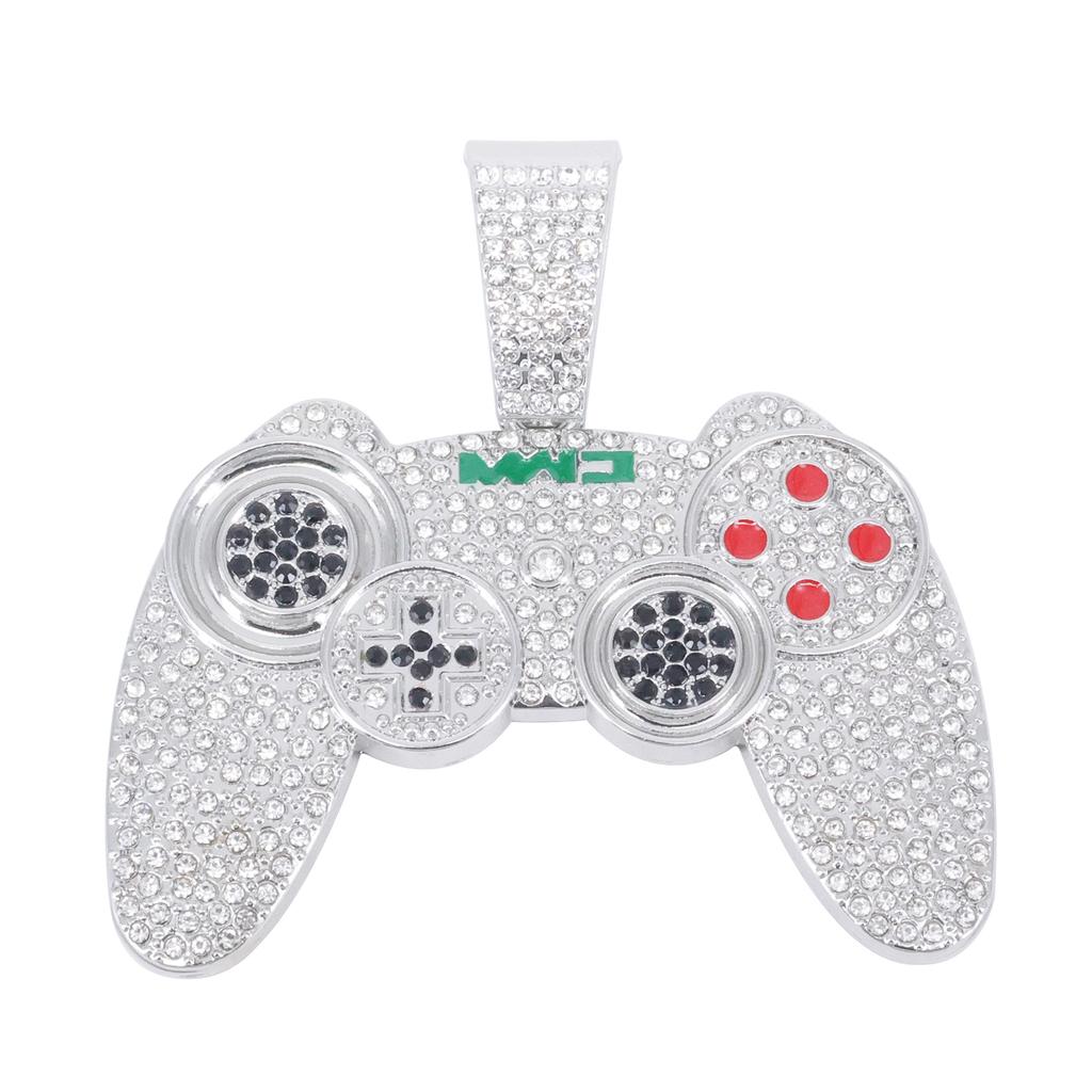 European American Hip Hop Alloy Necklace Full Diamond Game Console Pendant Retro Unisex Personality Rap Cuban Chain Accessories