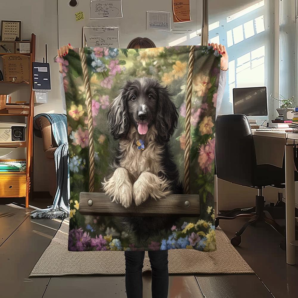 Afghan Hound and Garden,pattern Flannel Blanket, High quality Comfortable for All Seasons, Home Decor, Warmth and Comfort, Perfect for Gifts.