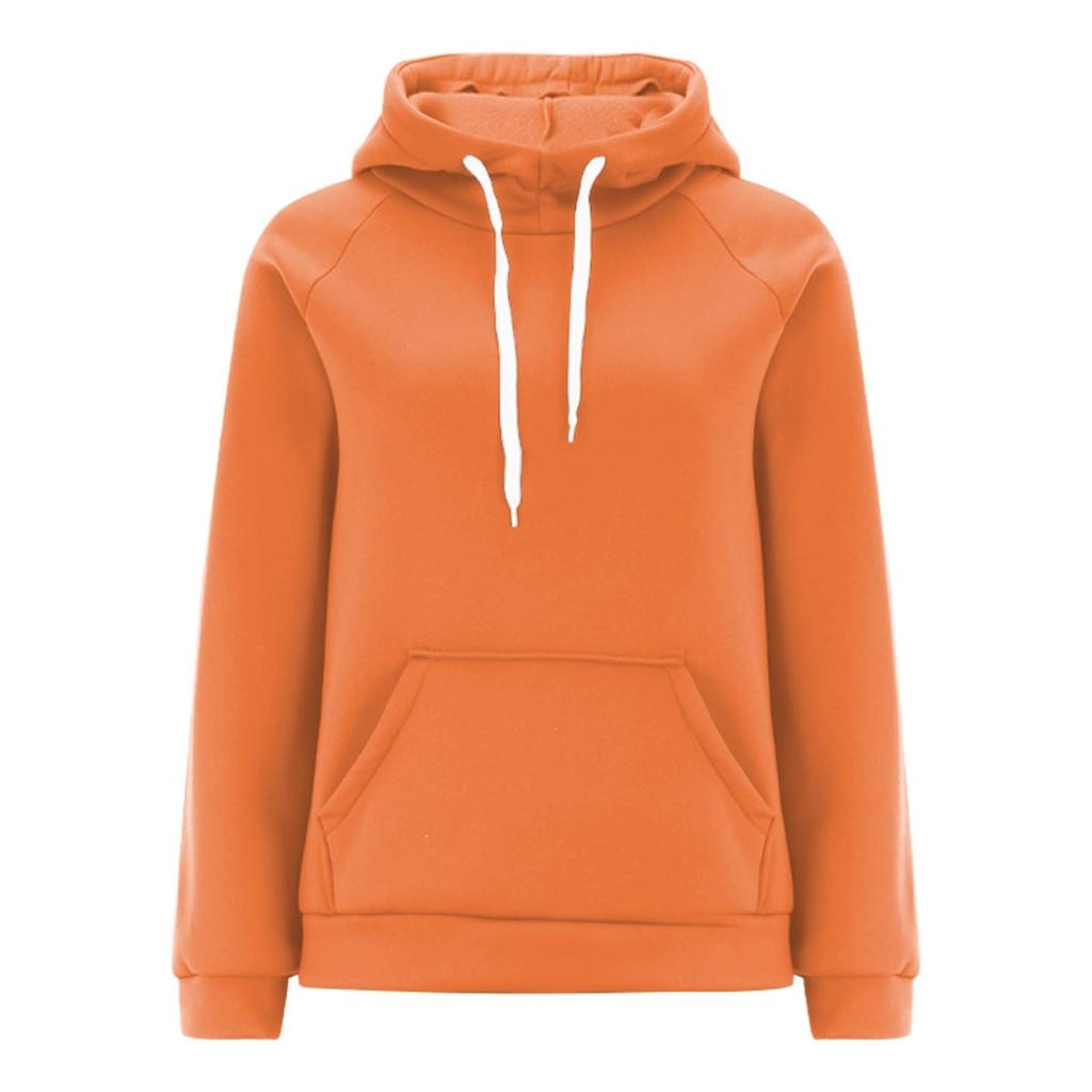 Women's Casual Loose Solid Color Long-sleeved Crewneck Sports Hoodie