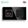 BSEED Power Sockets Electric Outlets Plus Dual Type-c USB Fast Charging Ports 65W 3A Glass Frame EU Standard Wall Embedded