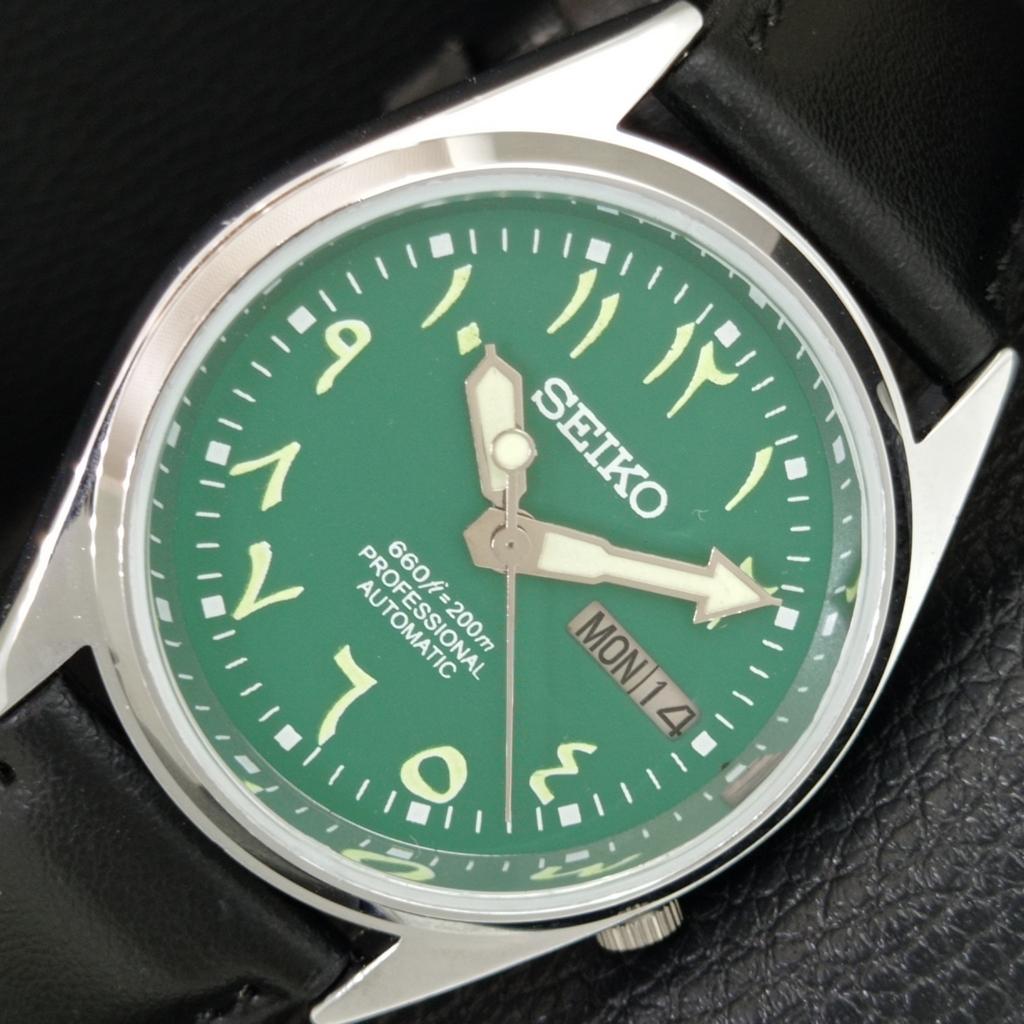ЯПОНСКИЕ ВИНТАЖНЫЕ ОТРЕМОНТИРОВАННЫЕ МУЖСКИЕ АВТОМАТИЧЕСКИЕ ЧАСЫ SEIKO ЗЕЛЕНЫЙ ЦИФЕРБЛАТ a445584-1