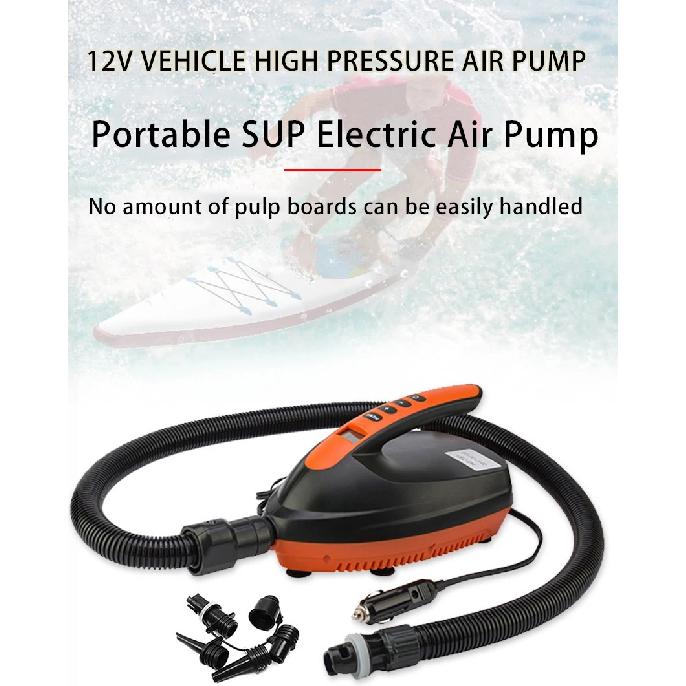 20 PSI Double Stage Electric Air Pump High Pressure Outdoor Paddle Board Pump for SUP Kayak Air Beds 12V Digital Inflatable Pump