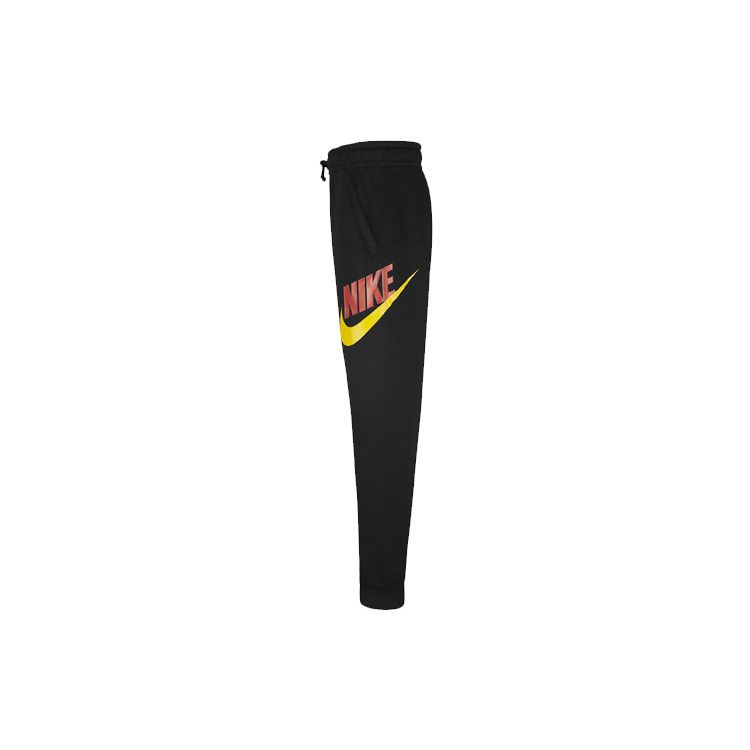 Nike Детские дышащие трикотажные спортивные брюки с манжетами и принтом логотипа Детский низ Черный CJ7863-020