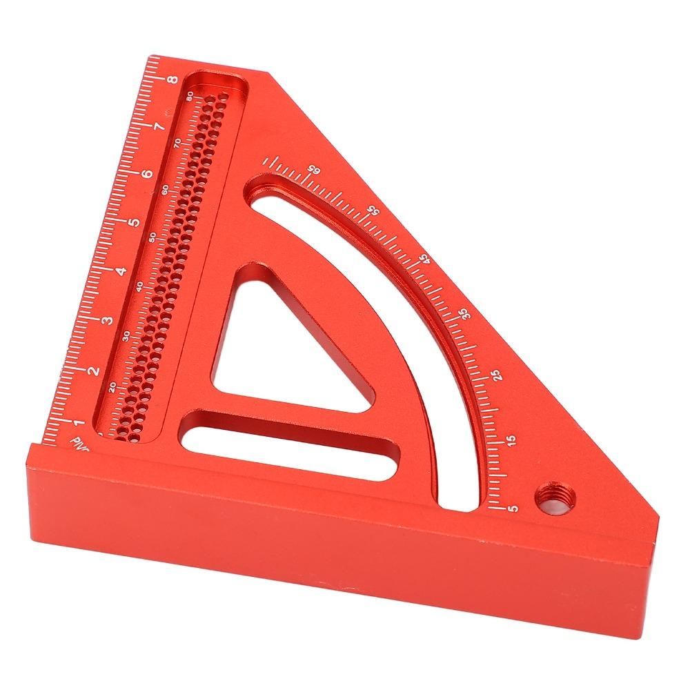 Red Woodworking Square Ruler Aluminum Alloy Triangle Shape Triangular Ruler Engraved Metric Scale Carpenter Square