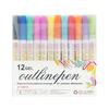 Dual-Tip Metallic Outline Pens Fluorescent Marker with Colorful Borders Smooth Tip Highlighters for Cards Crafts & Notes