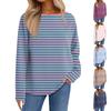 Женский повседневный полосатый пуловер, рубашка с длинным рукавом, толстовка большого размера