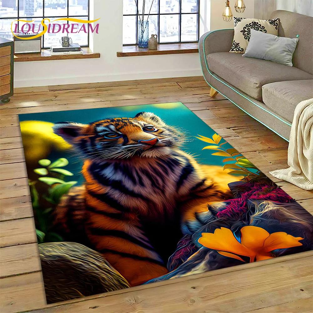 3D зверь, тигр, лев, животное, дикая природа, мультяшный ковер, ковер для дома, гостиной, спальни, дивана, коврик для двери, декор, детский коврик, нескользящий коврик
