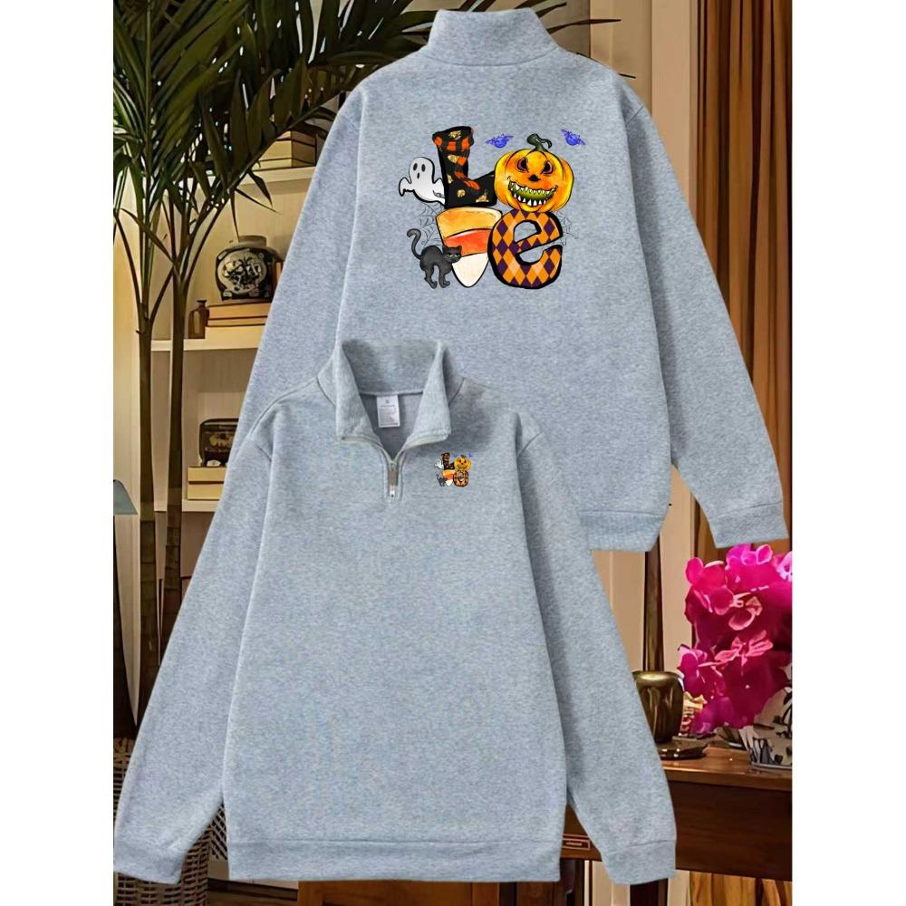 Мужской свитер с геометрическим принтом сердца LOVE, круглым вырезом и молнией на половину, свободный свитер, повседневный свитер Осень/Зима