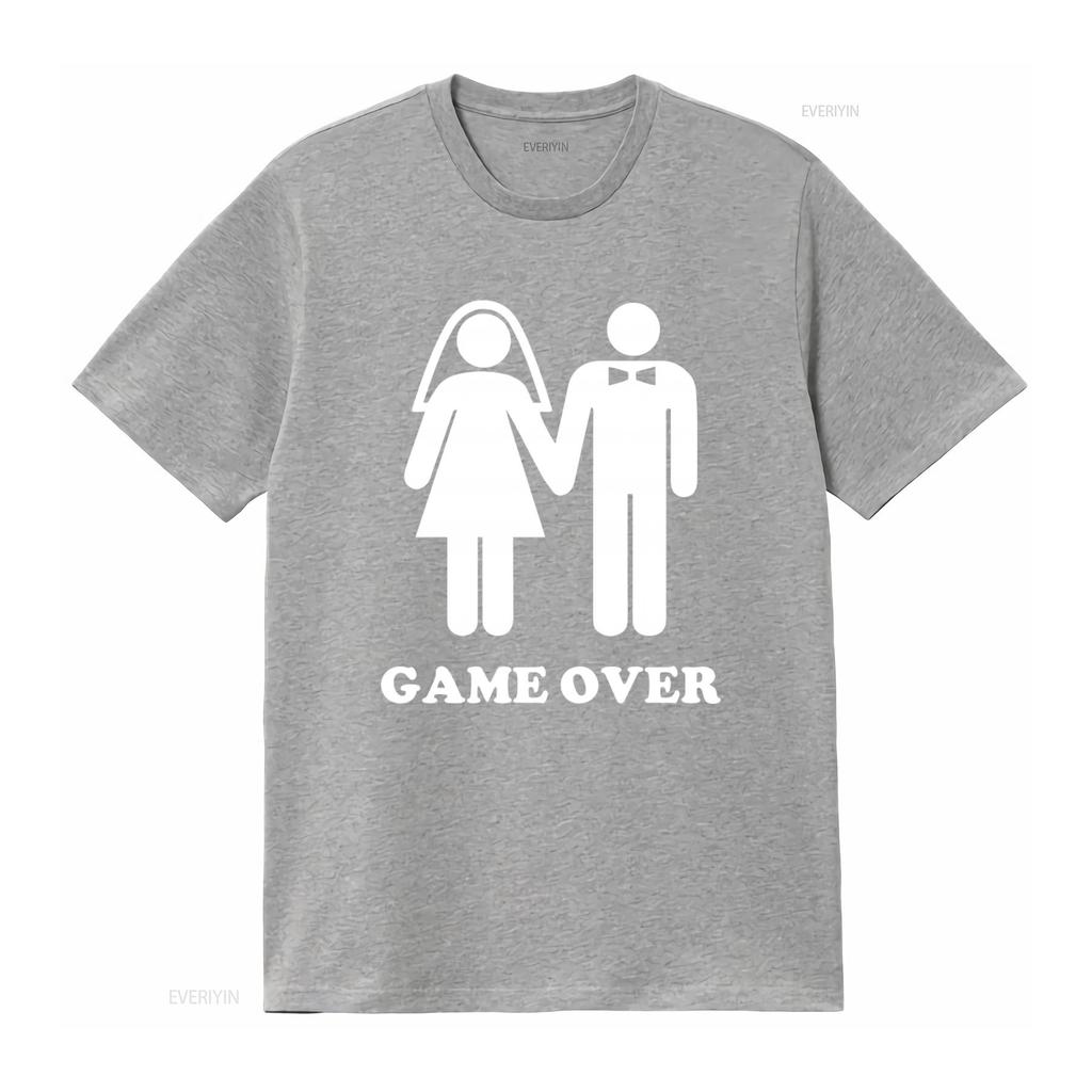 Смешной дизайн Game Over Мужская вечеринка холостяков Мужчины Свадьба Жених Футболка винтажная Стирка дизайнерская одежда Удобная с принтом Повседневная