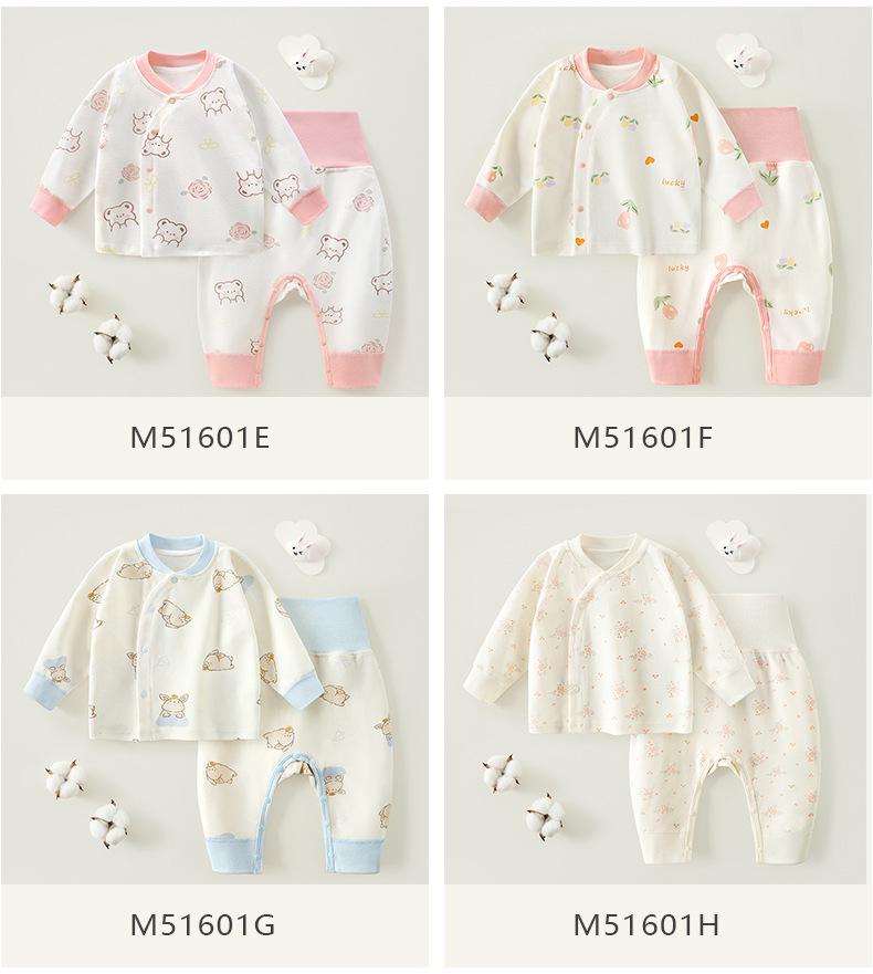 Детский хлопковый комплект нижнего белья без косточек на весну и осень: Базовый слой с высокой талией для мальчиков и девочек