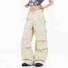 OREETA American Pleated Straight Leg Cargo Pants Men Women Durable Casual Trousers