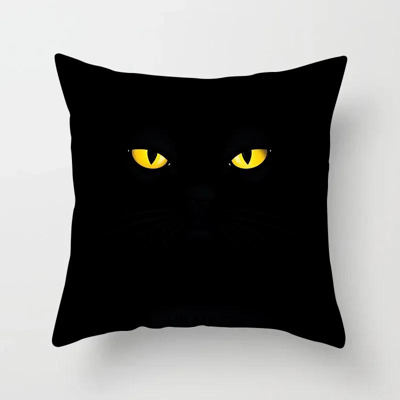 Lovely Cartoon Black Cat Cushion Cover Pillow Cover Sofa Car Home Decoration Room Decoration 45*45cm