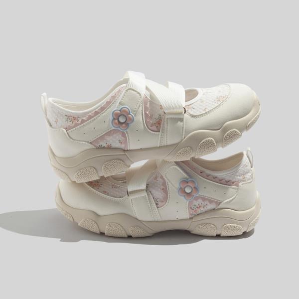 Модная обувь Женские кроссовки на платформе Женская обувь Толстая подошва Повседневные Розы Холст Резина Досуг Цветочный Липучка Ткань Однотонный Р