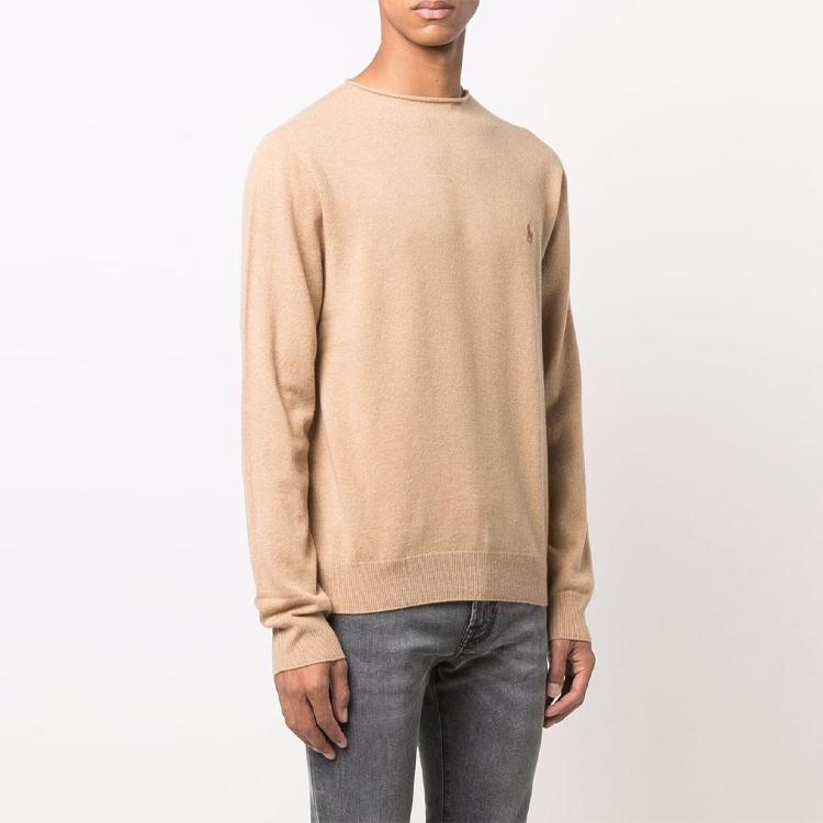 Polo Ralph Lauren FW21 вышитый логотип круглый вырез свитер мужской свитер коричневый 710849451-003