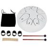 6in Tongue Drum 8?Tones Ethereal Hand Pan Drums with Drumstick Percussion InstrumentWhite