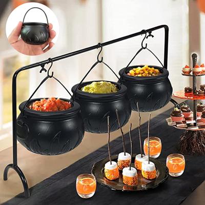 Ведро для конфет на Хэллоуин, черный держатель для котла, опора, чаша, украшения для Хэллоуина, ведро для вечеринки, Кошелек или жизнь, домашний праздничный декор