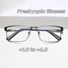 Unisex Fashion Square Metal Large Half Frame Reading Glasses Stylish Blue Light Blocking Eye Protection Presbyopia Glasses