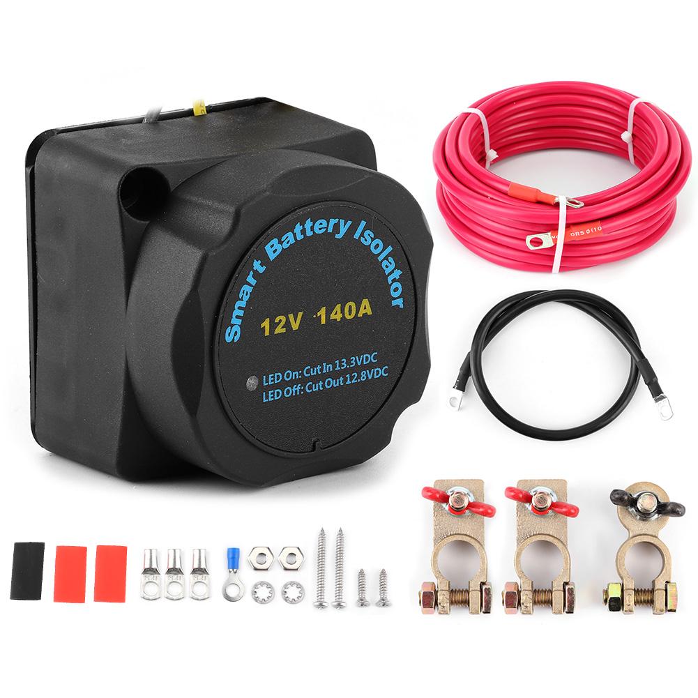 140A Smart Dual Battery Isolator Voltage Sensitive Relay Accessory for Car RV SUVs Yachts