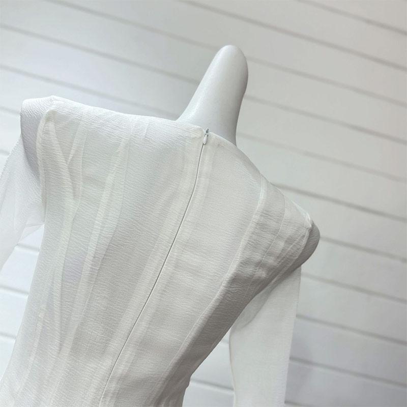 Elegant Ruffles Single Breasted Ruffles Mini Dress Women Flared Sleeve High Waist O-neck Dresses 2025 Lady Party Gowns New