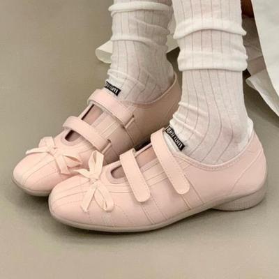 Модные милые розовые балетки с бантом, женская мода, дизайн с двойной узкой перемычкой, брендовые туфли Мэри Джейн, удобные, с круглым носком, неглубокие, повседневные туфли