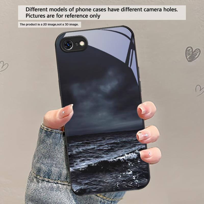 Абстрактные Современные Волны Для iPhone 17 Air 16 E 15 Plus 14 Pro Max 13 12 mini 11 5 6 7 8 Plus XR XS Max SE Черный Стеклянный Чехол для Телефона