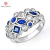 Великолепные женские кольца с синим/белым фианитом геометрической формы для вечеринки, повседневные роскошные аксессуары, подарок на день рождения для жены