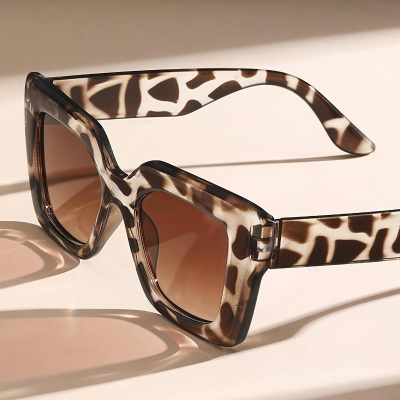 Модные очки Leopard Square для женщин - Градиентные линзы Антибликовые солнцезащитные очки для отпуска и пляжной вечеринки