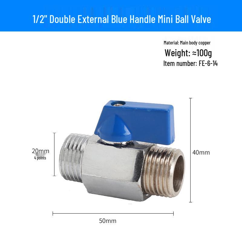 Super Short Mini Brass Ball Valve, 1/8" - 1/2" Thickened Male & Female Valve Switch