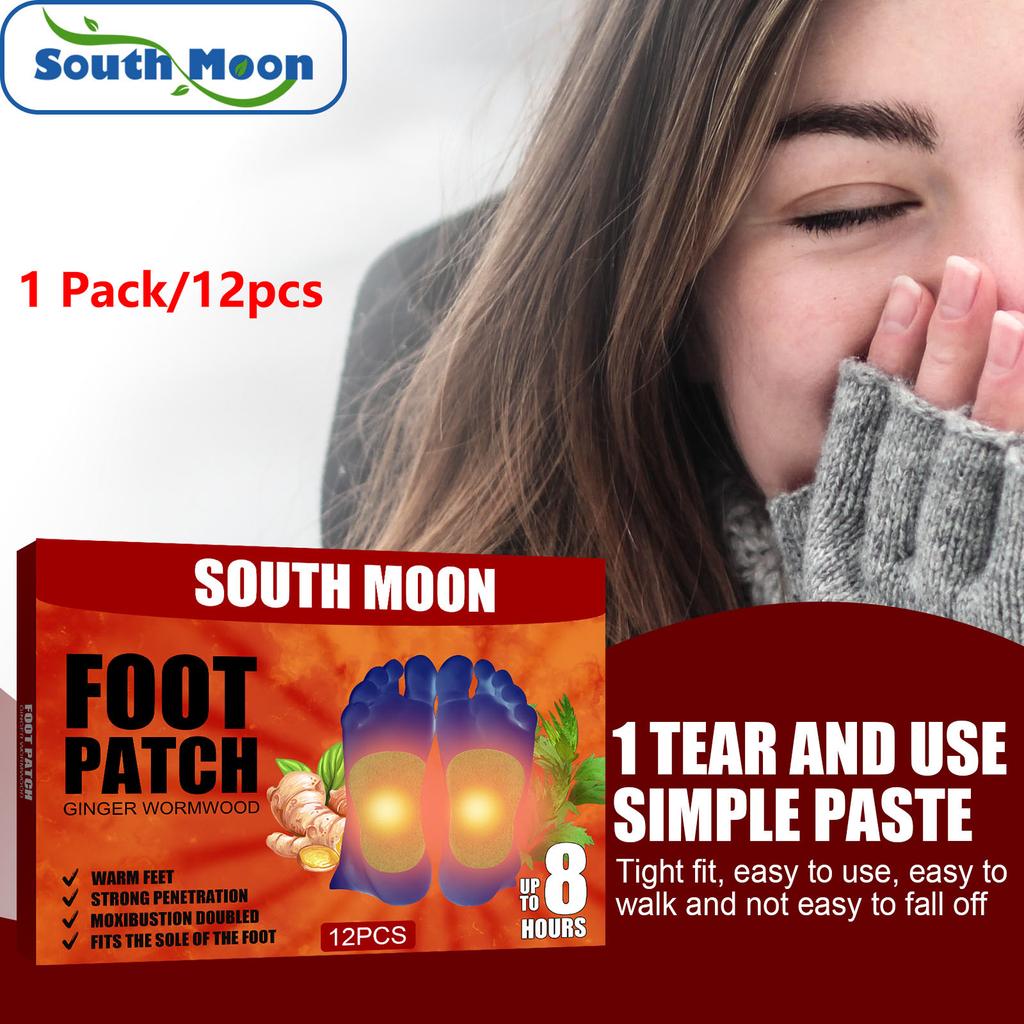 South Moon Пластырь для ног с имбирем и полынью улучшает качество сна, снимает стресс, отталкивает холод и сохраняет тепло.