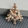 Dazzling Decor, Elegant Rhinestone Christmas Tree Brooch - Luxury Alloy & Enamel Pin, Perfect Holiday Gift