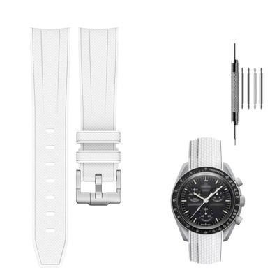 Ремешок для часов SigneMetu 20 мм для Omega и из резины и потного силикона Включает инструмент для регулировки и шпильки X, Swatch, Speedmaster, MoonSwatch,