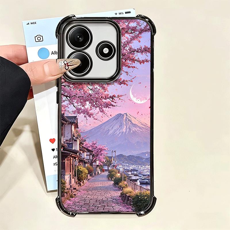 Японская Розовая Вишня Гора Фудзи Мягкий Чехол Для Телефона Для Xiaomi Poco X7 X8 Pro Max X6 X5 X3 F8 Ultra F7 M8 M7 M5S Redmi 15C 15A 15 14