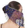 Performance Veil Flower Sequins Beads Decor See-through Lace Belly Dance Tribal Face Veil Breathable Fabric Adjustable Strap Indian Dance Veil