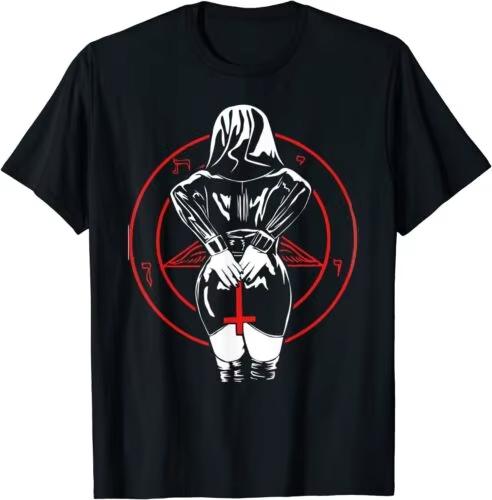 Fashion Bad Nun Sexy Satan Cult Men Women Cool Gift T-Shirt Retro Streetwear High-quality Crew-neck Short-sleeved Men's T-shirt