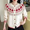 Женский вязаный поло-свитер La Chapelle с жаккардовым узором Fair Isle и цветочным мотивом